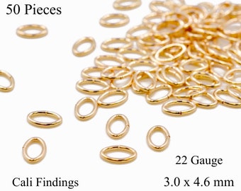 14K Gold Filled Oval Jump Rings, 3.0 x 4.6mm, 22 Gauge, Wholesale Bulk Discounts Available, Open Split Rings, 50 Pc, MADE IN USA [2260]
