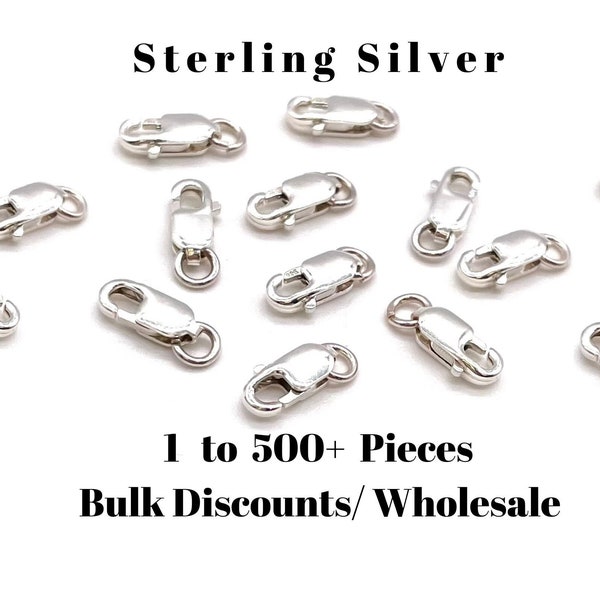 8mm Sterling Silver Lobster Clasp with Jump Ring, Available in Bulk & Wholesale, 8mm x 4mm, Made in USA, Hallmarked [2784]