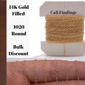 14K Gold Fill Round 1.5 x 1.9mm Cable Chain (1020) Any Length, Wholesale, Dainty Chain for DIY Jewelry, Made in USA [4068]