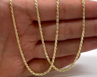 1.7mm Thick 14K Gold over Sterling Vermeil Rope Necklace, 19.5 Inches Long, Finished Chain with Lobster Clasp, USA SELLER [4293]