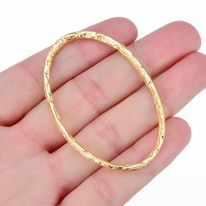 2pc, Large 57mm x 37mm 22K Gold Plated Oval Component, Findings for Earrings or Pendants, Organic Shaped, 1 Pair USA SELLER [2823]