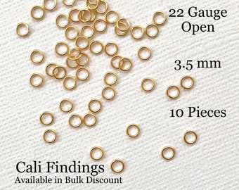 14K Gold Filled Jump Rings, Size 3.5mm 22 Gauge, 10 Pieces, Bulk Gold Fill Open Rings, Wholesale DIY Jewelry Making & Supplies [2209]