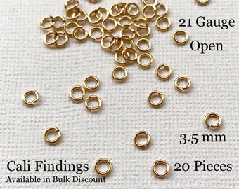 20 Pc Gold Fill Jump Rings, 3.5 mm 21 Gauge, 14K Gold Filled Open Jumprings, Open Split Rings, DIY Jewelry Findings & Supplies [2229]