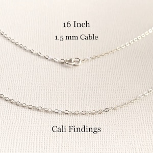 16" Sterling Silver 1.5mm Cable Chain, Finished Flat Cable Chain Necklace, 16 Inch Chain, 16 Inch Silver Necklace [1218F]