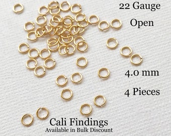 4 Pieces 14K Gold Filled Jump Rings, Size 4mm 22 Gauge, Bulk Gold Fill Open Rings, Wholesale DIY Jewelry Making & Supplies [2214]