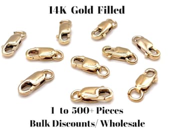 8mm 14K Gold Filled Lobster Clasp with Jump Ring, Available in Bulk & Wholesale, 8mm x 4mm, Made in USA, Hallmarked [2751]