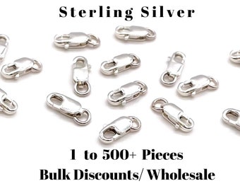 8mm Sterling Silver Lobster Clasp with Jump Ring, Available in Bulk & Wholesale, 8mm x 4mm, Made in USA, Hallmarked [2784]