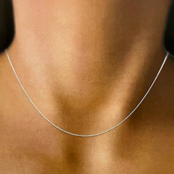 Sterling Silver Dainty Round Cable Necklace by Cali Findings, Minimalist Chain, 1.1mm Dainty Chain, Customized to Any Length, Made in USA