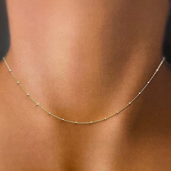 Sterling & Gold Filled Satellite Necklace by Cali Findings, Two Toned Minimalist Chain, Layering Chain, Gift for Her, Made in USA