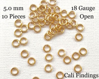 10 Pc Gold Fill jump rings, Size 5 mm 18 Gauge, 14K Gold Filled Jumprings, Bulk Wholesale Findings, Open Split Rings, DIY Jewelry [2274]