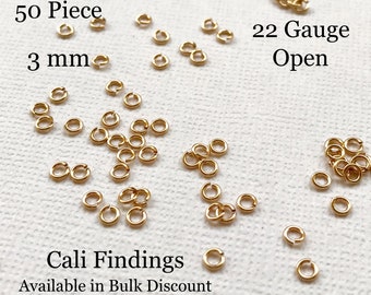 50 Pieces 14K Filled Jump Ring, Size 3 mm 22 Gauge, Gold Fill Jump Rings,  Open Split Jumpring, Jewelry Supplies & DIY Findings [2204]