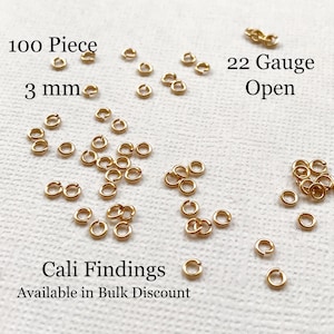 Bulk Gold Filled Jumprings, 100 Pieces Gold Fill Jump Rings, 3 mm 22 Gauge, 14K Gold Filled Wholesale, Open Split Rings, DIY Jewelry [2204]