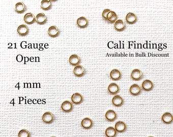 4 Pc Gold Fill Jump Rings, 4 mm 21 Gauge, 14K Gold Filled Open Jumprings, Open Split Rings, DIY Jewelry Findings & Supplies [2234]