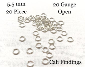 5.5mm/ 20g/ 20 Pc Sterling Silver Open Jump Rings, 20 gauge, 20 Pieces [2314]