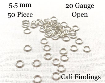 5.5mm/ 20g/ 50 Pc Sterling Silver Open Jump Rings, 20 gauge, 50 Pieces [2314]
