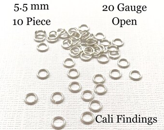 5.5mm/ 20g/ 10 Pc Sterling Silver Open Jump Rings, 20 gauge, 10 Pieces [2314]