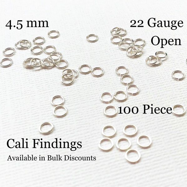 4,5 mm / 22g / 100 Pc Sterling Silber offene Sprungringe, 22 Gauge, 100 Stück [2294]