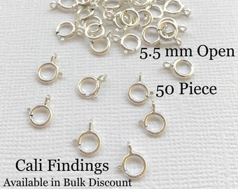 5.5mm/ 50 Pc Sterling Silver 5.5mm Open Spring Clasps, Necklace Clasp, Bracelet Clasp [5024]