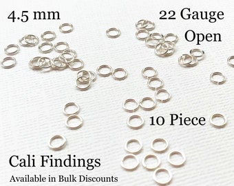 4,5 mm / 22g / 10 Pc Sterling Silber offene Sprungringe, 22 Gauge, 10 Stück [2294]