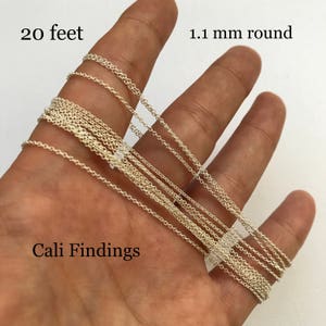 1.1mm Sterling Silver Round Cable Chain 20 FEET Strong Dainty Chain, Wholesale Chain, Sterling Chain, Small Silver Cable Chain image 1