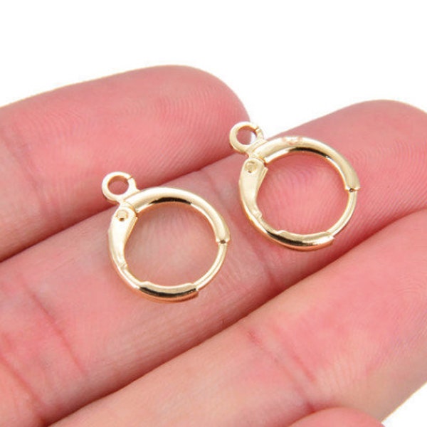 18K Gold Plated Huggie Leverback Earrings, LatchBack Earring Components, 1 Pair, Bulk Discounts, USA SELLER [2630]