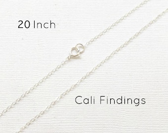 Sterling Silver 20" Finished Flat Cable Chain Necklace, 1.3mm Cable Chain, 1 pc, Finished Silver Necklace, Silver Chain, 20 Inch [1020F]