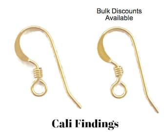 14K Gold Filled Earwires, Bulk Earwires, Gold Fish Hooks, Gold Filled Earrings, Gold Filled Earring Hooks, Earring Supplies [2072]