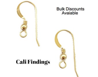 14K Gold Filled Earwires, Bulk Earwires, Gold Earring Hooks, Gold Filled Earrings, Gold Filled Earring Hooks, Earring Supplies [2071]