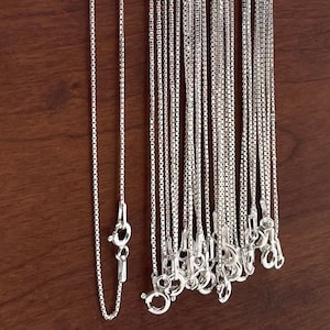 Wholesale Sterling Silver 0.8mm Box Necklaces, Dainty Finished Chains 5, 10, 20, 50 or 100pc, Choose A Length, Made in Italy