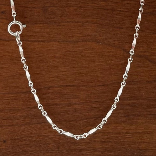 Sterling Silver 1.5mm Dapped Bar Chain, Heavy Weight Necklace, Hammered Chain, Soldered Links, Bulk Discounts, Wholesale Available [4326]