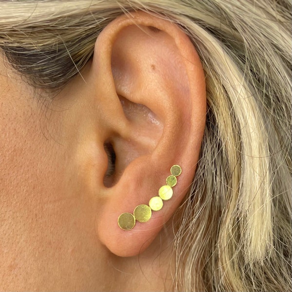 Boucles d'oreilles en vermeil 14 carats par Cali Findings, grimpeur géométrique, or 14 carats sur argent sterling massif, léger, cadeau pour elle [4254]