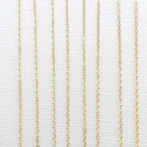 5pc 16 14K Gold Fill Chain Finished, Finished Necklace, Flat Cable Chain, 1.3mm, 5 Pieces, Gold Chain, Bulk Chain 16 inch 1020F image 2