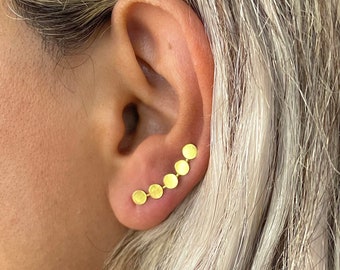 14K Vermeil Ear Climbers by Cali Findings, Circle Climber, 14K Gold over Solid Sterling Silver, Lightweight, Gift for Her [4256]