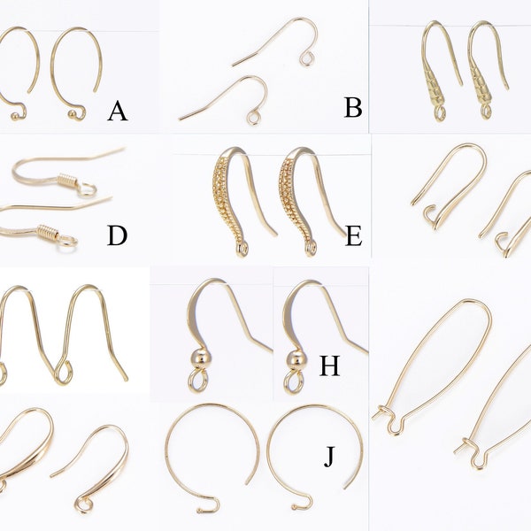 14K Gold Plated Hook Ear Wires, Lead and Nickel Free Earring Components/Findings, Bulk Discounts Available, DIY Earring Supplies, USA SELLER