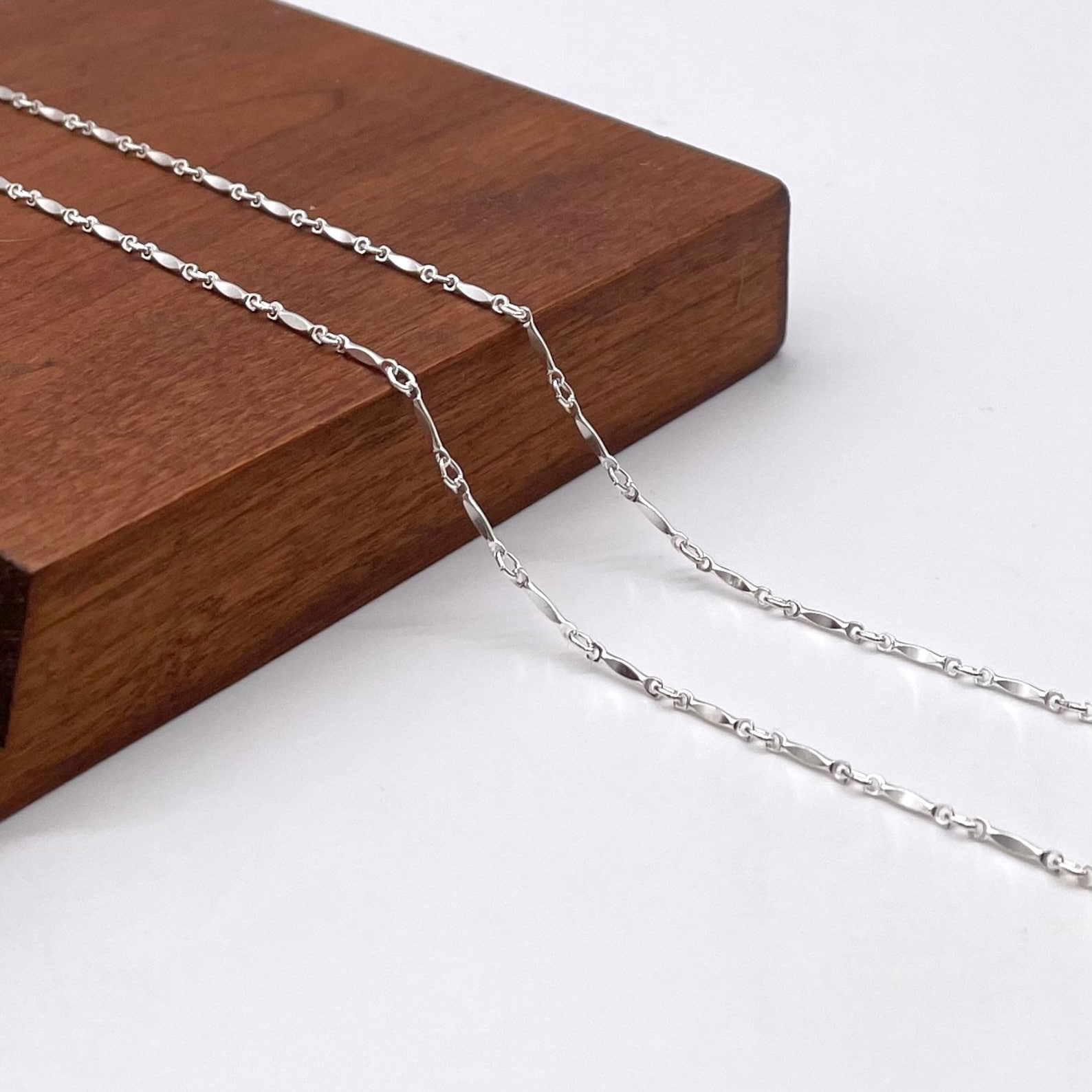 Sterling Silver 1.5mm Dapped Bar Chain Heavy Weight Necklace Etsy