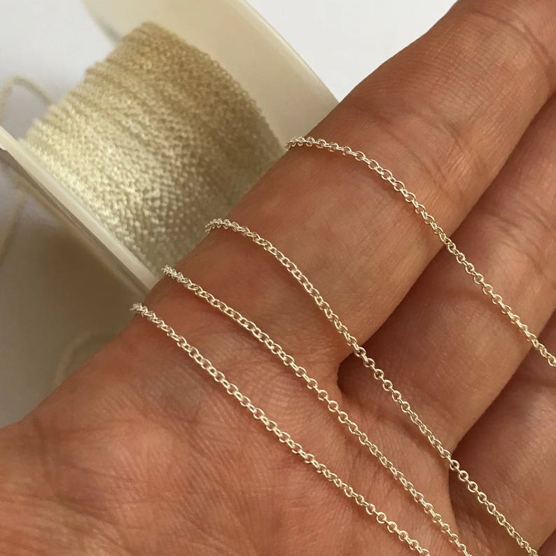 1.1mm Sterling Silver Round Cable Chain 20 FEET Strong Dainty Chain, Wholesale Chain, Sterling Chain, Small Silver Cable Chain image 10