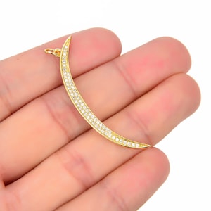 18K Gold Plated Cz Pave Moon Charm, Moon Pendant, Crescent Charm, Crescent Moon, Pave Moon, Cz Moon, Micro Pave, Gold Moon [2107]