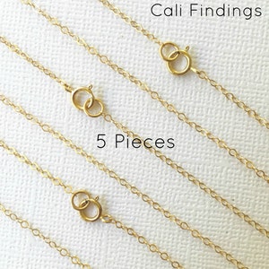 5pc 16 14K Gold Fill Chain Finished, Finished Necklace, Flat Cable Chain, 1.3mm, 5 Pieces, Gold Chain, Bulk Chain 16 inch 1020F image 1