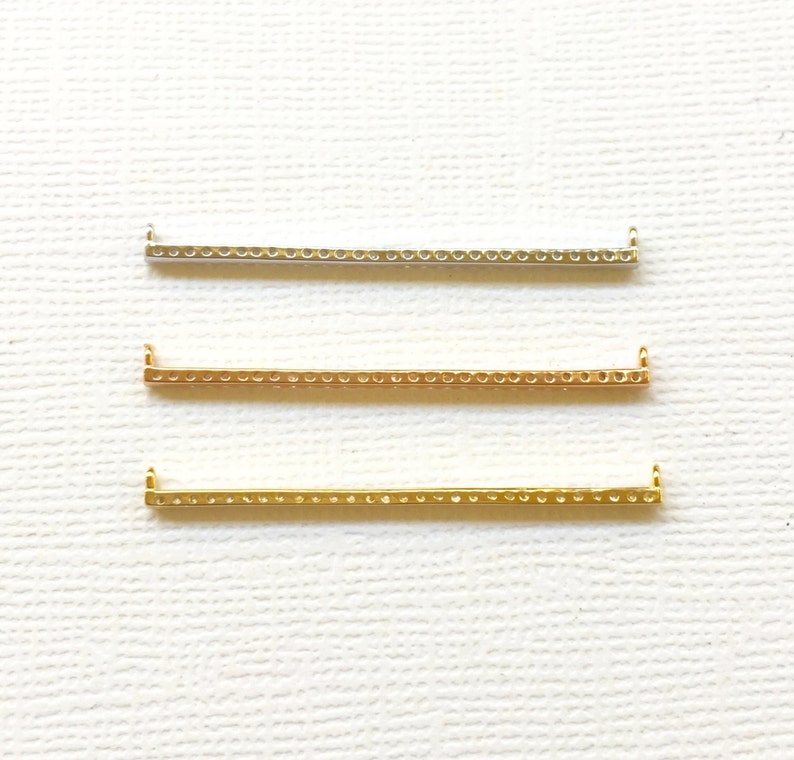 1259 Horizontal Bar Necklace Silver Bar Necklace Bar /'Diamond Bar/' Silver Bar Necklace Pendant RHODIUM Plated Pave Bar Connector