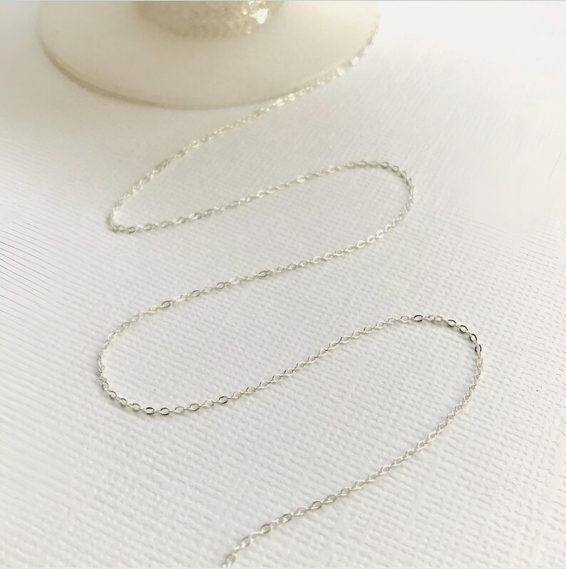 20 Feet Sterling Silver Cable Chain, Dainty 1.1mm Flat, Fine Necklace