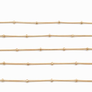 14K Gold Fill Satellite Chain with 1.9mm Balls on 1.1mm Curb M444 10 Feet, Wholesale, Strong Chain for DIY Jewelry, Made in USA 4055 image 8