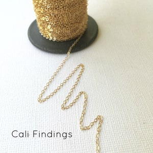 5pc 16 14K Gold Fill Chain Finished, Finished Necklace, Flat Cable Chain, 1.3mm, 5 Pieces, Gold Chain, Bulk Chain 16 inch 1020F image 4