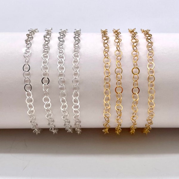 14K Gold Fill or Sterling Silver 3.6mm Flat Cable Chain, Choose Any Length, Bulk Discounts Available, Made in USA