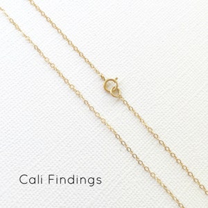 16 Inch 14K Gold Filled Chain Necklace, Wholesale Delicate Everyday Chain, 1.3mm Flat Finished Cable Chain with Spring Clasp [1020F]