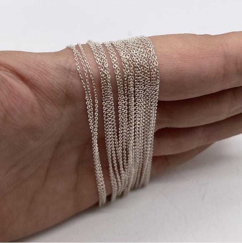 10 Feet Sterling Silver Cable Chain, Dainty 1.1mm Flat, Fine Necklace