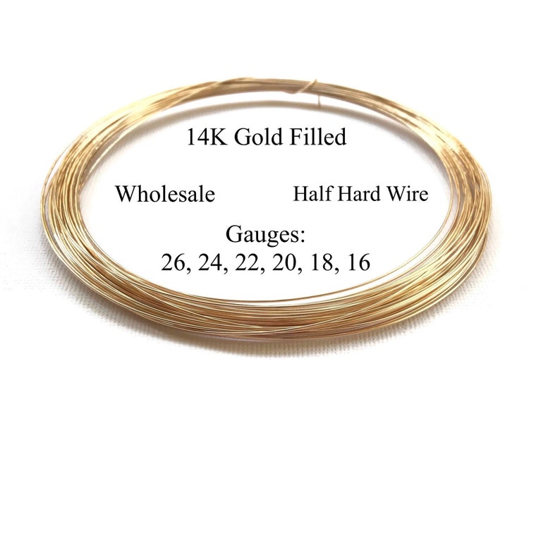 14K GF Wire: 26, 24, 22, 20, 18, 16 Gauge/ Gold Filled Round Half Hard Wire, Wholesale, Bulk Discounts, Made in USA 