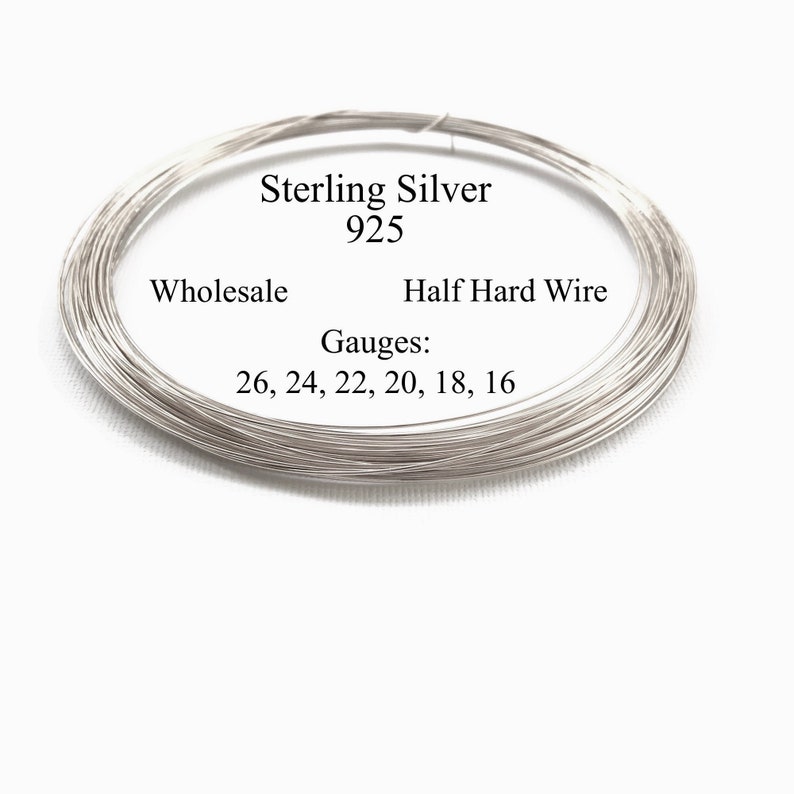 Sterling Silver Wire: 26, 24, 22, 20, 18, 16 Gauge/ 925 Sterling Round Half Hard Wire, Wholesale, Bulk Discounts, Made in USA image 1