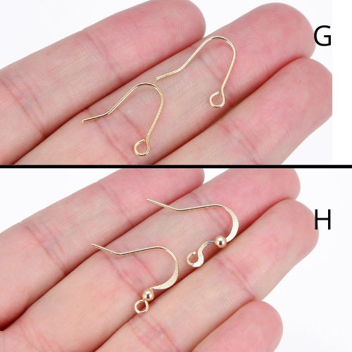 Flat Fishhook Earring Earwire with Spring, 14K Gold Filled (