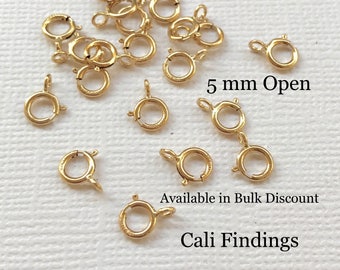 100 Pcs - 14K Gold Filled 5mm Spring Clasp, Gold Fill Clasp, Gold Fill Spring Clasp, Open Gold Spring Clasp, Gold Clasp Necklace Clasp[5008]