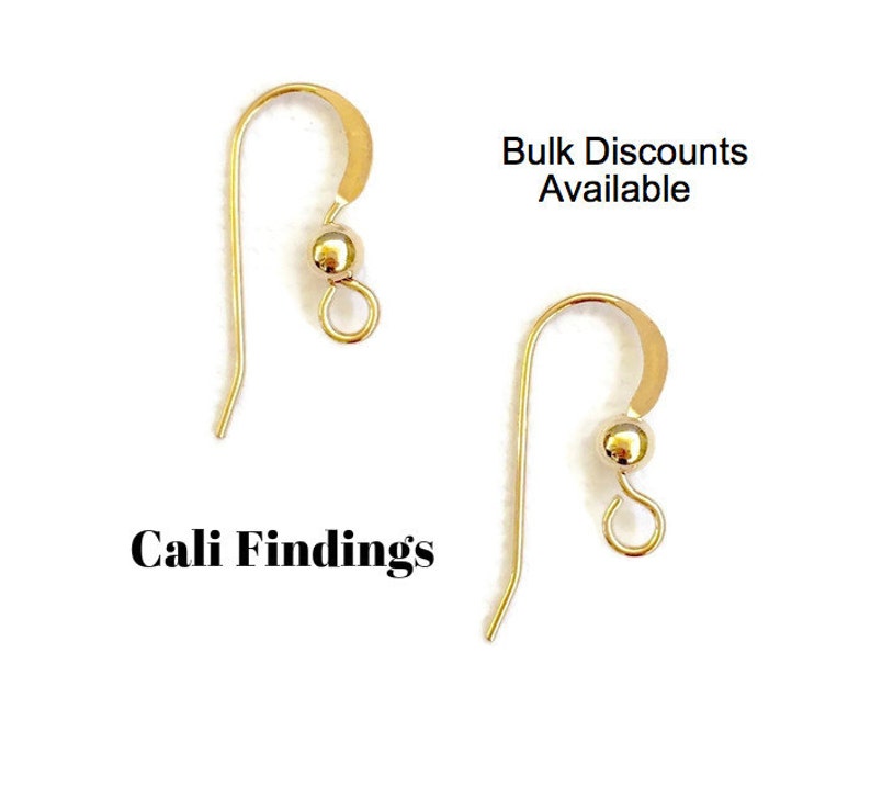 14K Gold Filled Earwires, Bulk Earwires, Gold Earring Hooks, Gold Filled Earrings, Gold Filled Earring Hooks, Earring Supplies 2070 image 1